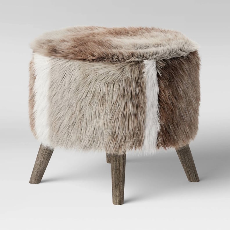 Threshold Judith Faux Fur Ottoman - Threshold