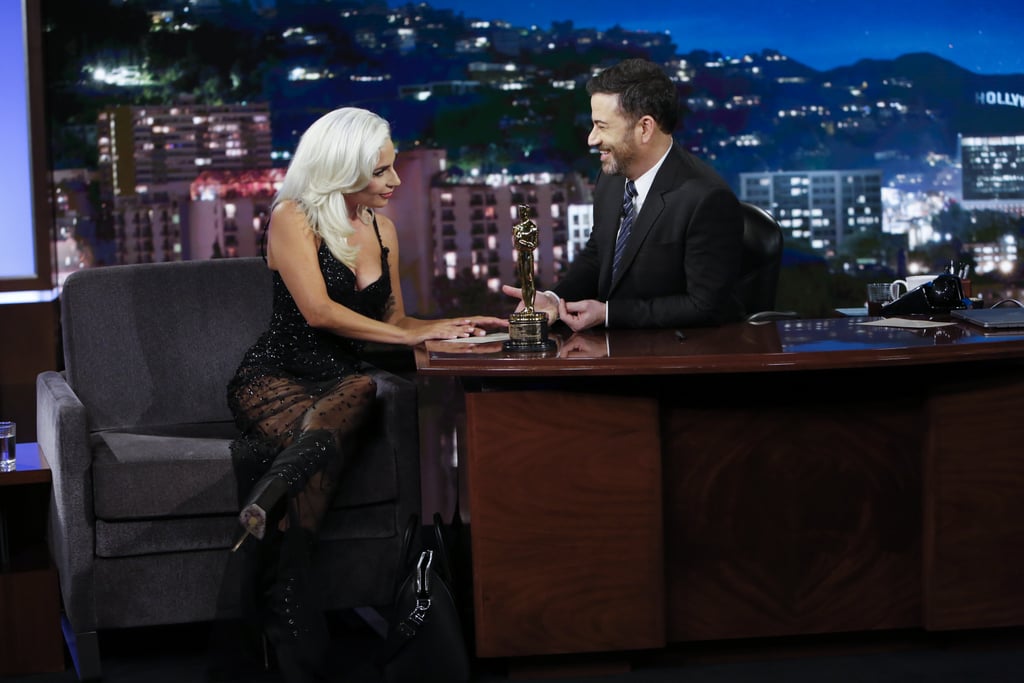 Lady Gaga Sheer Black Dress on Jimmy Kimmel