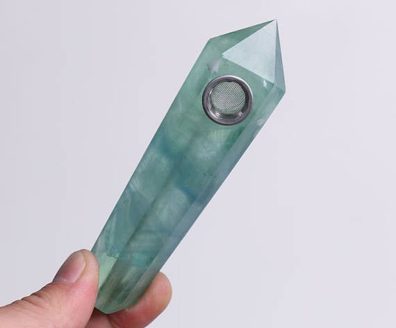 Colorful Natural Fluorite Crystal Pipe