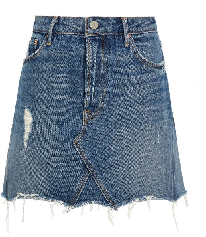 Grlfrnd Denim Eva Denim Mini Skirt | How to Wear Denim on Denim ...
