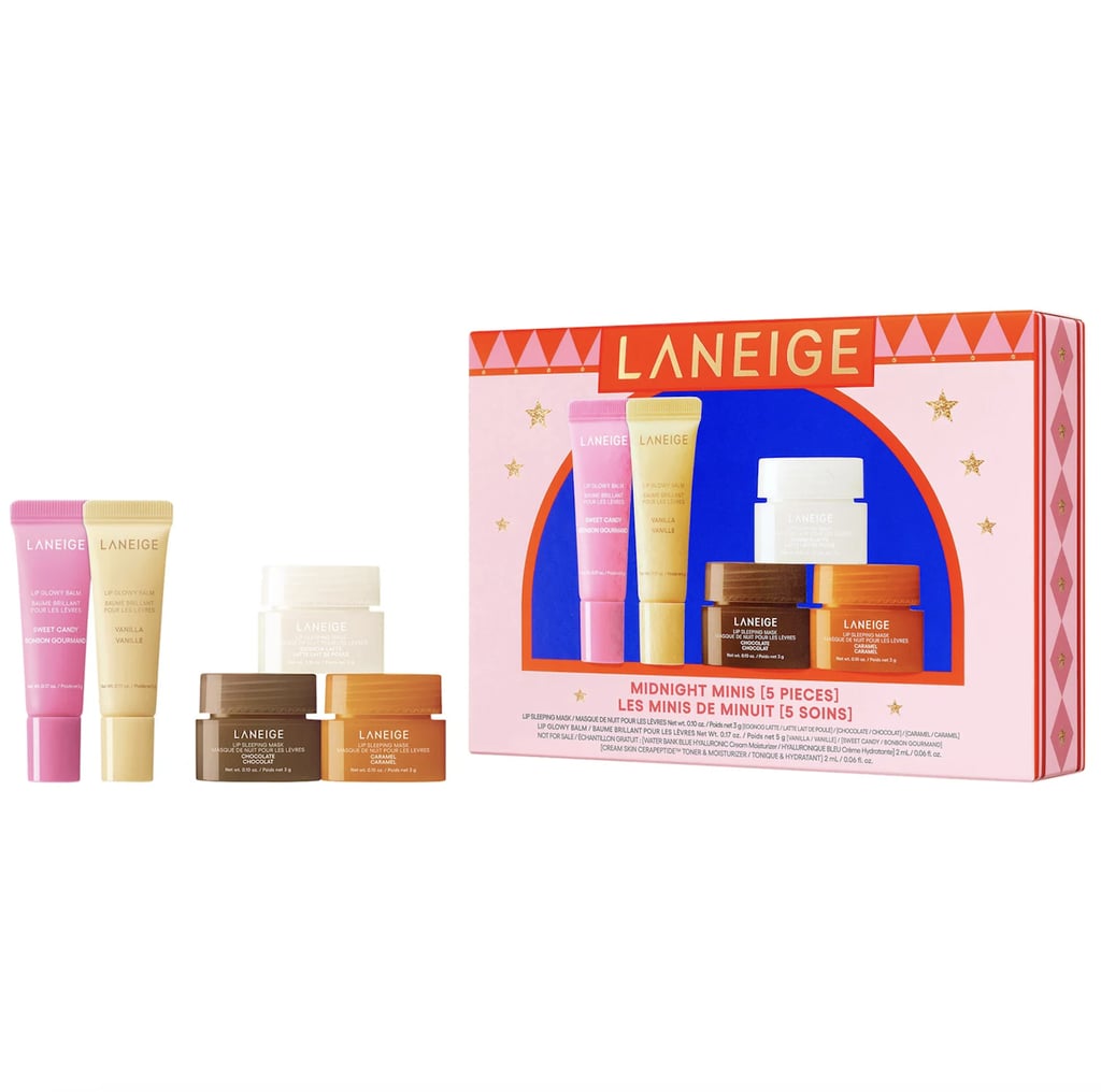 Laneige Midnight Minis Lip Glowy Balm and Lip Sleeping Mask Gift Set ($15, originally $21)
Whether you're a K-beauty lover or self-proclaimed lip gloss expert, this $30-value Laneige lip balm set is a no-brainer purchase. It includes two of the brand's hero lip balms and three lip sleeping masks — both formulated with nourishing ingredients like vitamin C and shea butter to deliver long-lasting moisture.