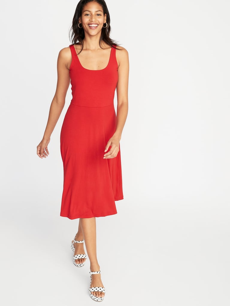 jersey fit and flare midi dress