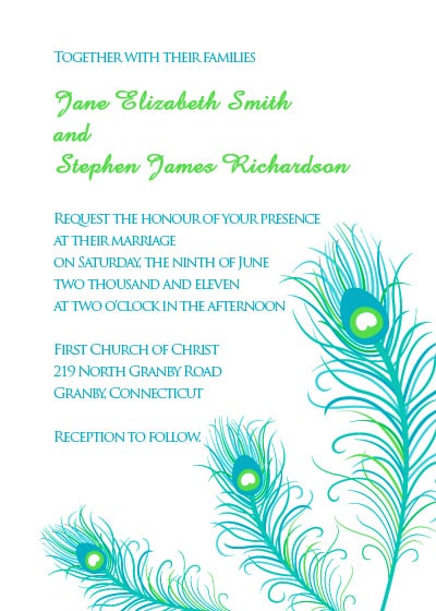 Free Peacock Wedding Invitations 6
