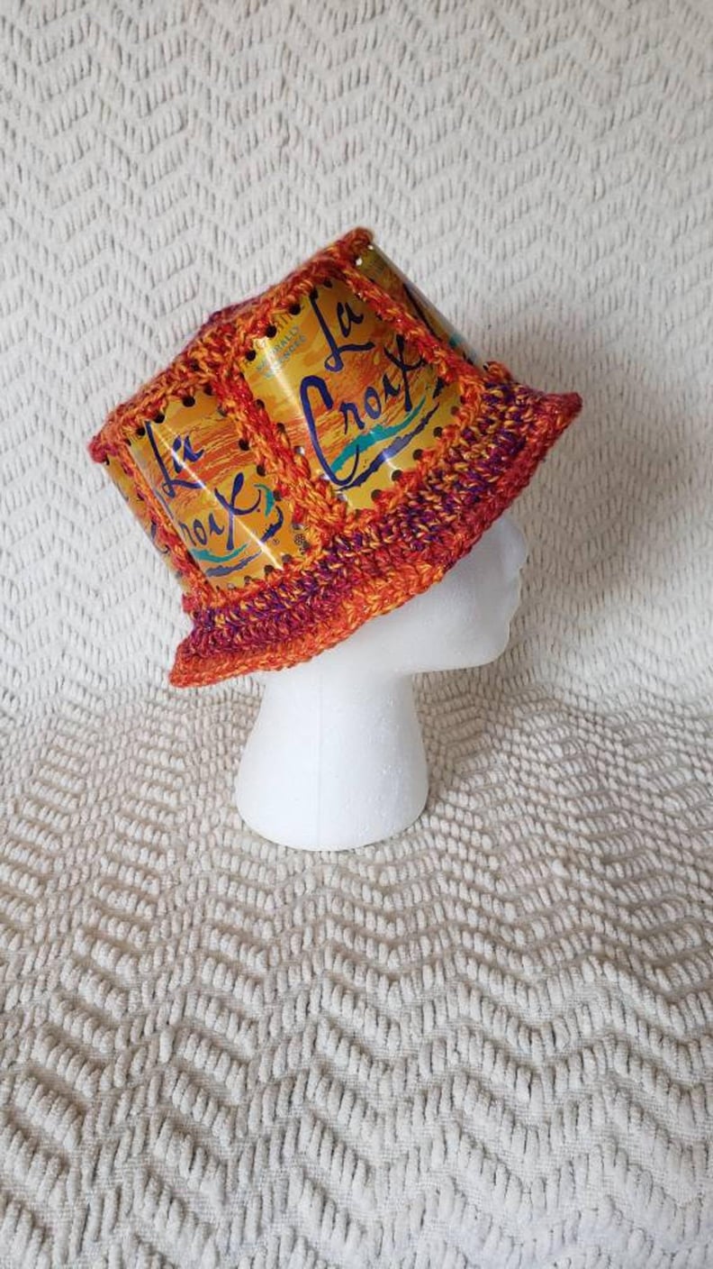 Gifted Acorn Crafts LaCroix Tangerine Handmade Crochet Sparkling Water Can Hat