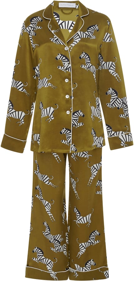 Take the trend to bed with Olivia von Halle's Lila Mona Zebra-Print Pajama Set ($550).