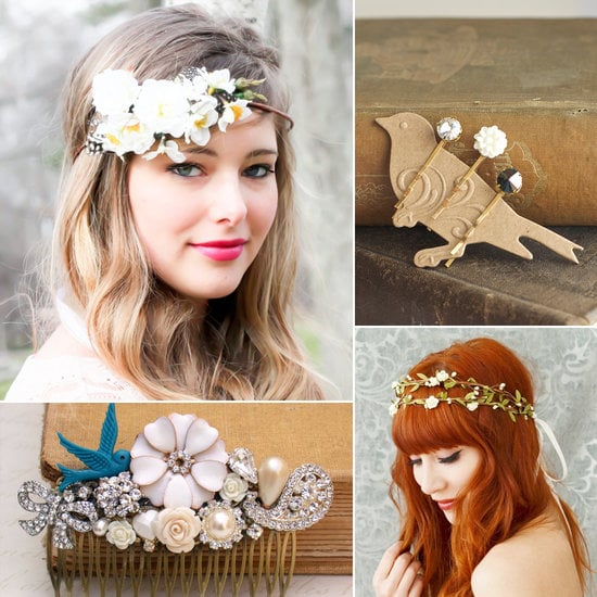 No matter your length, the easiest way to dress up your wedding day hair is with a gorgeous hair accessory. From dainty pins to lavish combs, inspiring vines, and birdcage veils, POPSUGAR Beauty found 50 special accessories from Etsy to match your style.