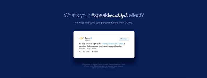 At the end, Dove takes you back to the original tweet that started it all.