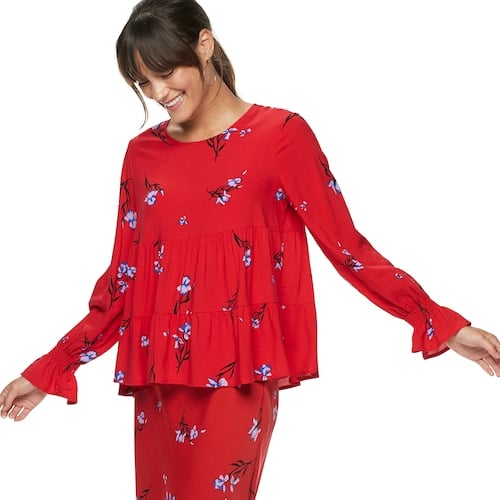 POPSUGAR Tiered-Sleeve Top in Iris Bloom