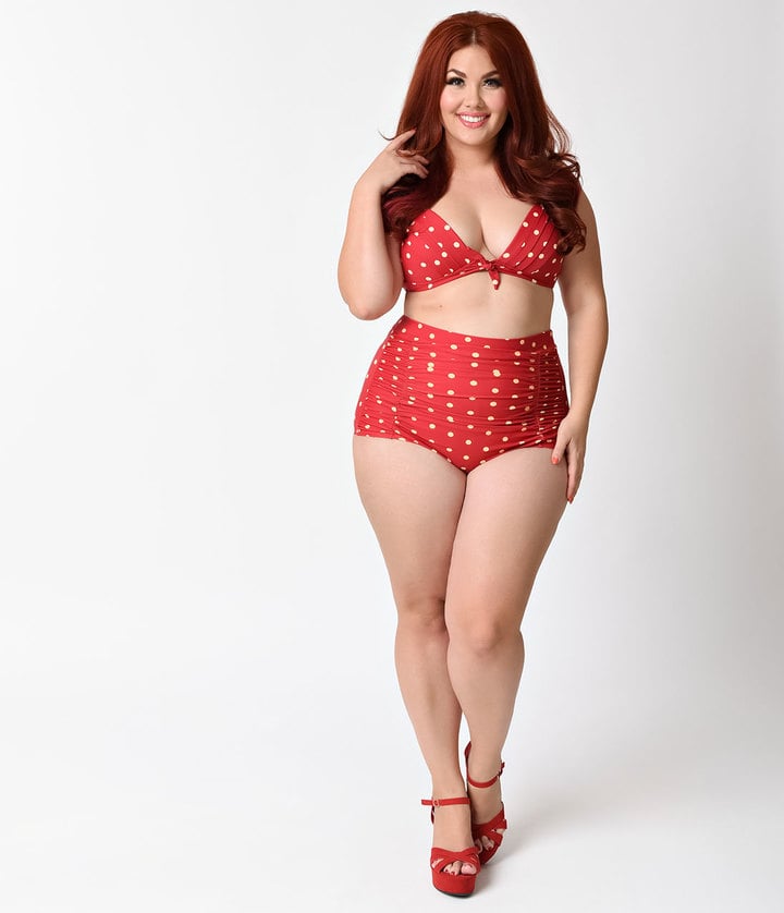 Unique Vintage Red & Ivory Polka Dot Monroe Bikini