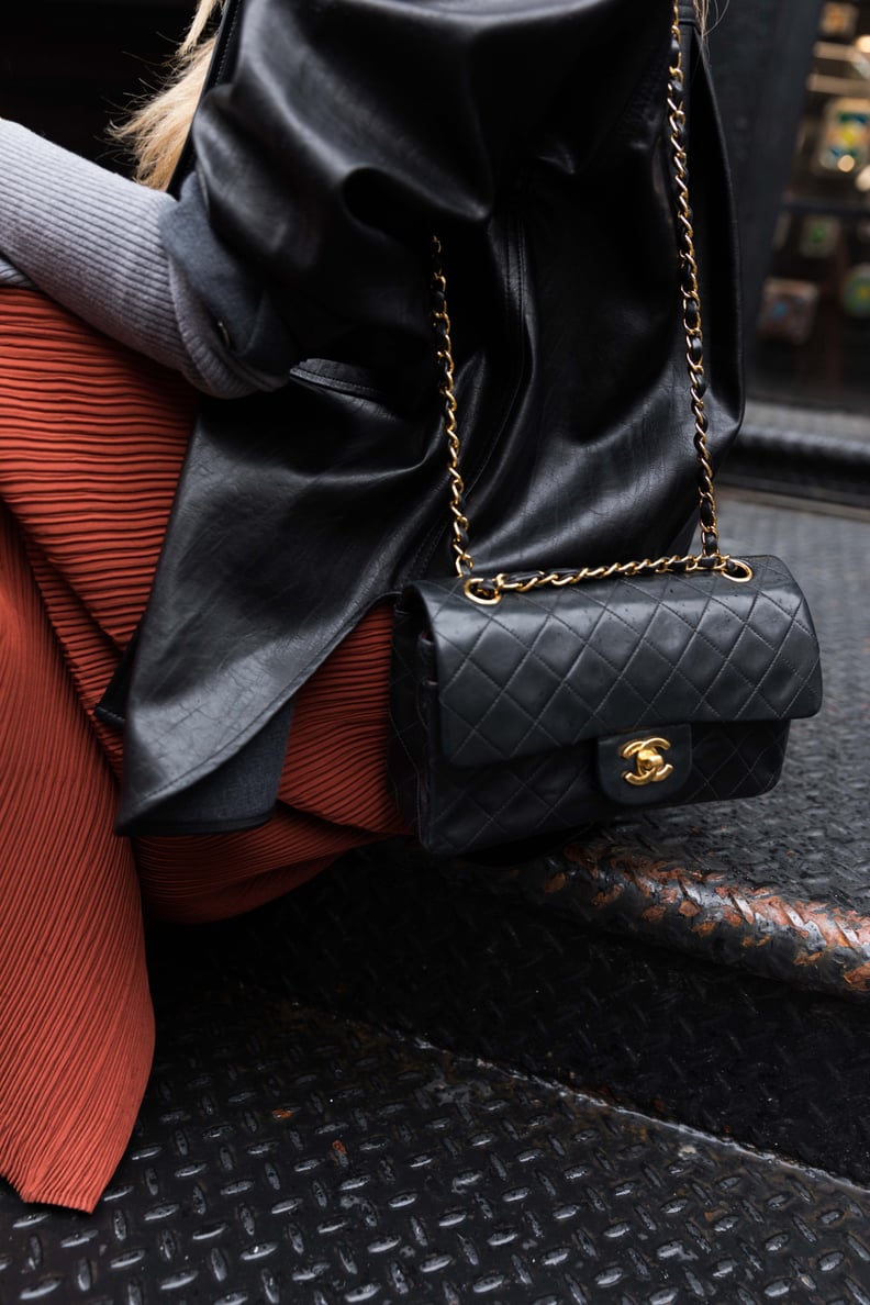 The Outfit Formula: Vintage Skirt, Boots, and Bag + a Shirt Jacket + a Turtleneck