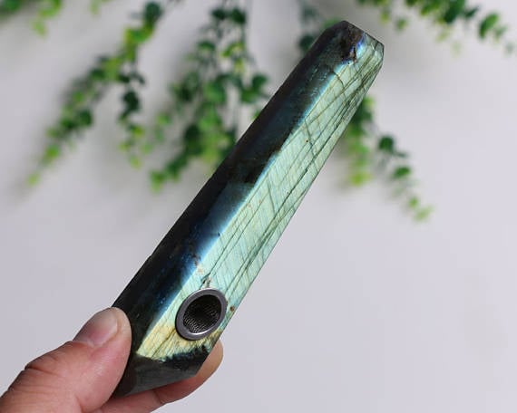Natural Labradorite Crystal Pipe