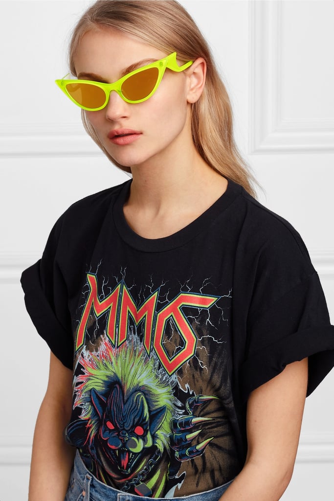 Le Specs x Adam Selman The Prowler Cat-Eye Neon Acetate Mirrored Sunglasses