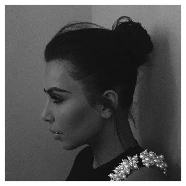 "Tonight," Kim wrote alongside a close-up shot of her look.