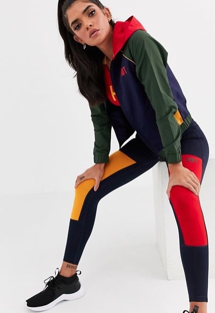 HIIT Dahlia Colourblock Zip Through Hoodie in Navy