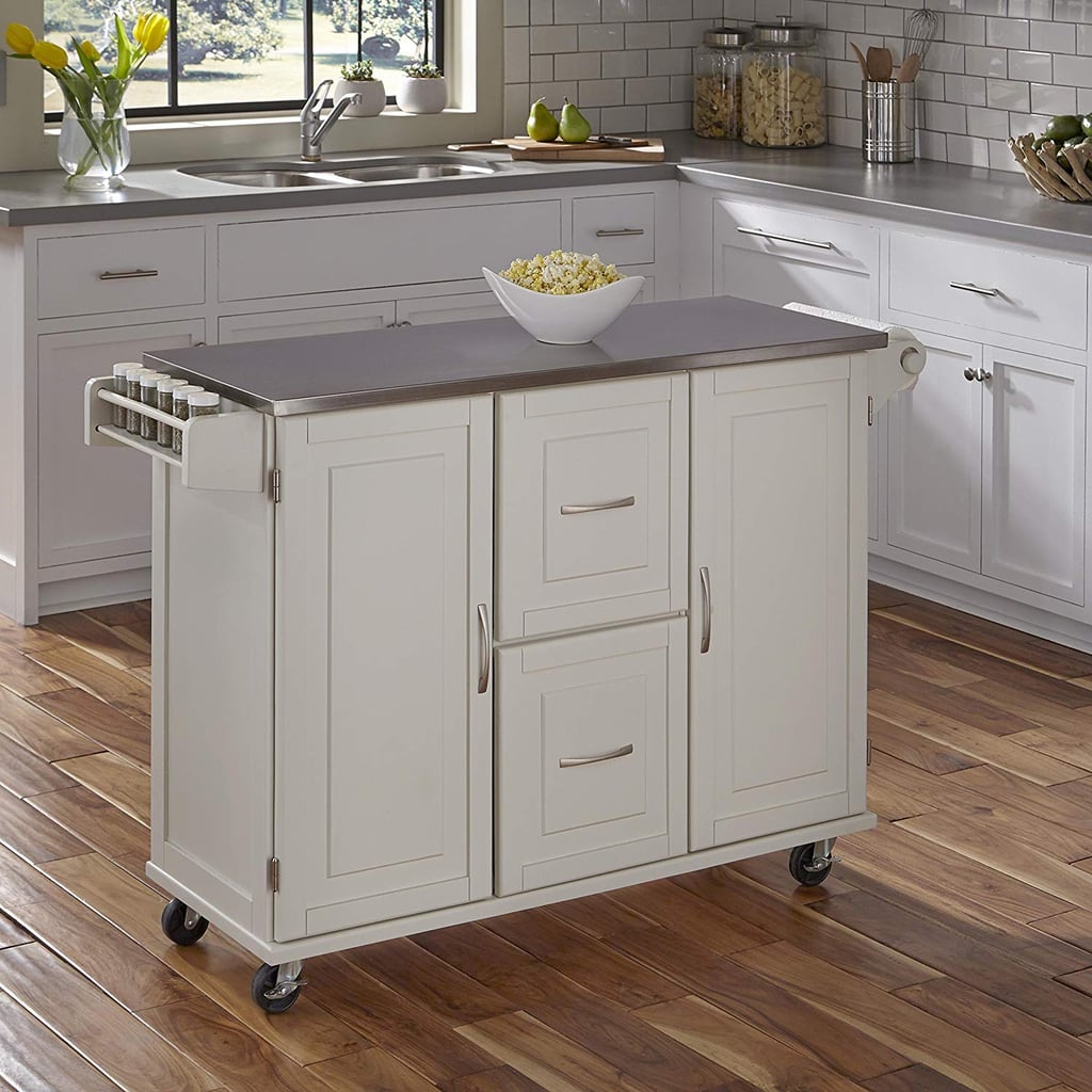Patriot White Kitchen Cart With Stainless Steel Top by Home Styles