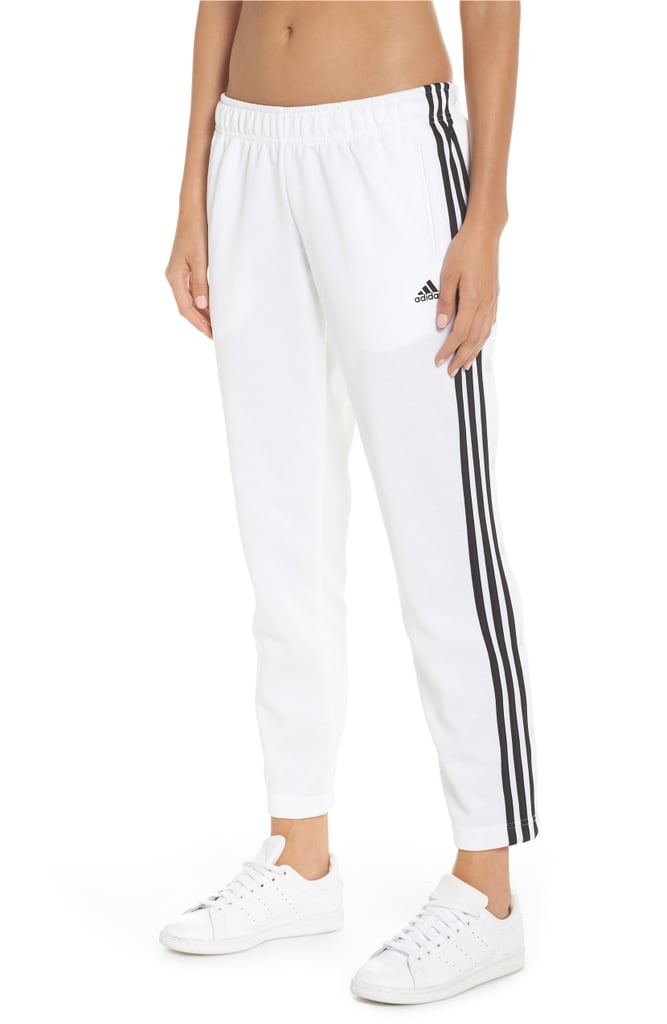 Kendall Jenner's White Crop Top and Adidas Track Pants | POPSUGAR Fashion