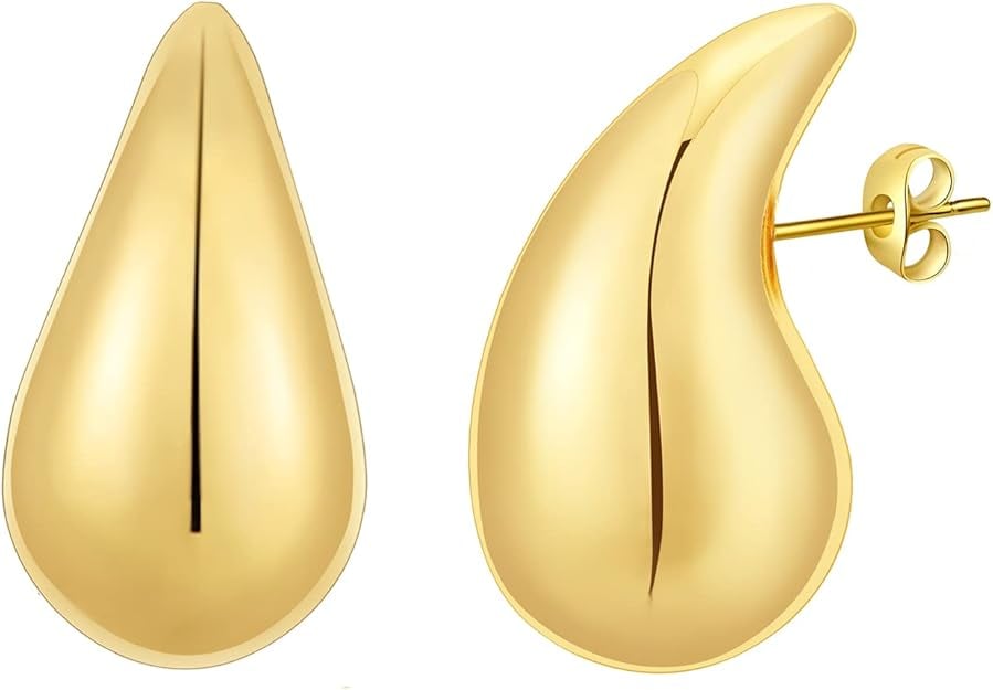 Apsvo Chunky 14K Gold Plated Hoop Earrings