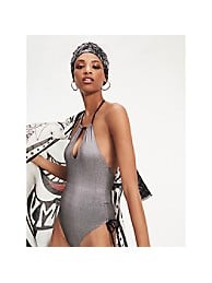 Zendaya x Tommy Hilfiger Metallic Halter Swimsuit