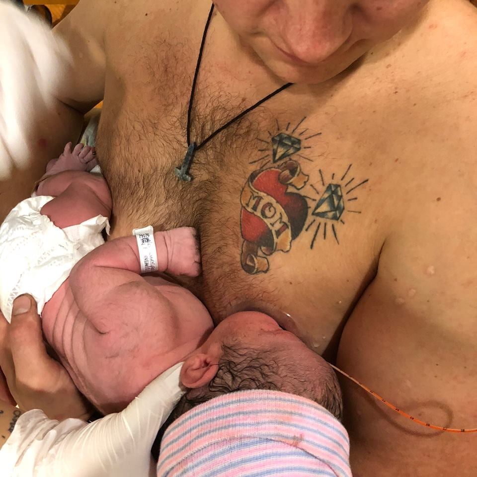 Dad Breastfeeds Newborn Daughter