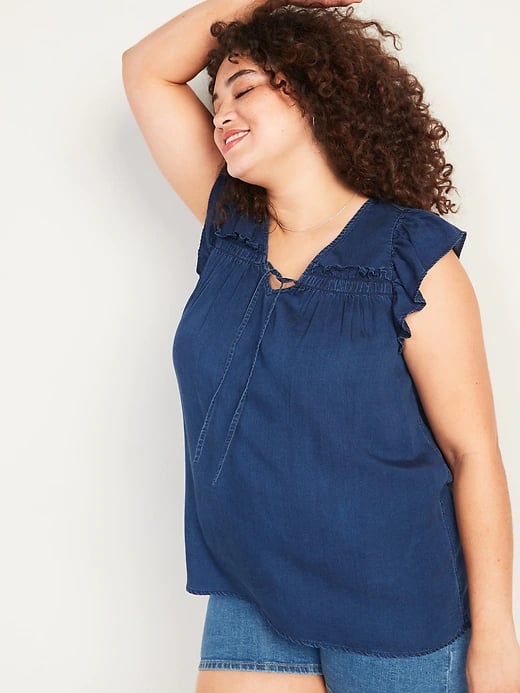 Old navy ruffle sleeve hot sale shirt