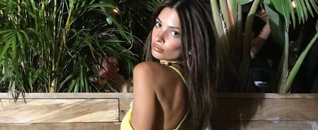 Emily Ratajkowski Sheer Yellow Dress