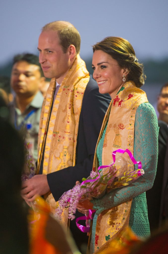 The couple were greeted with a ceremonial welcome at the Tezpur Airport in April.