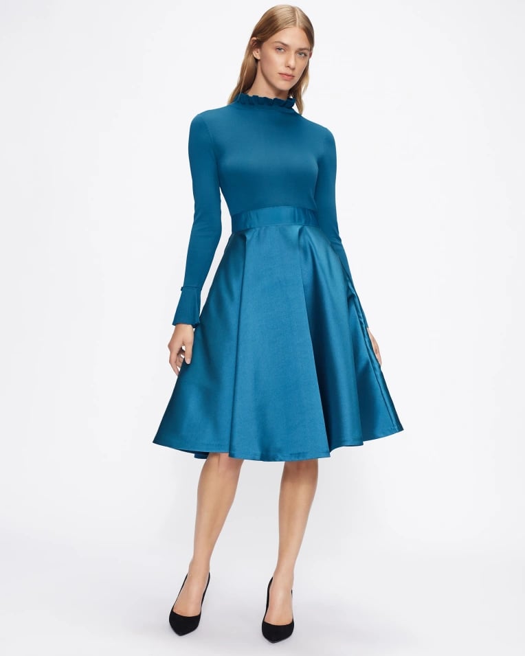 My Exact Dress: Ted Baker Zadi Knitted Frill Full Skirt Dress in Mid Blue