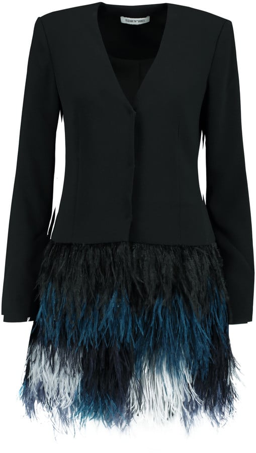 Elizabeth and James Brixton Feather-Trimmed Crepe Mini Dress ($695)