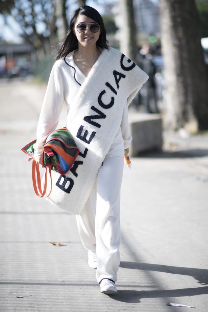 Try a Blanket Scarf Over Your Shoulder Like a Sash