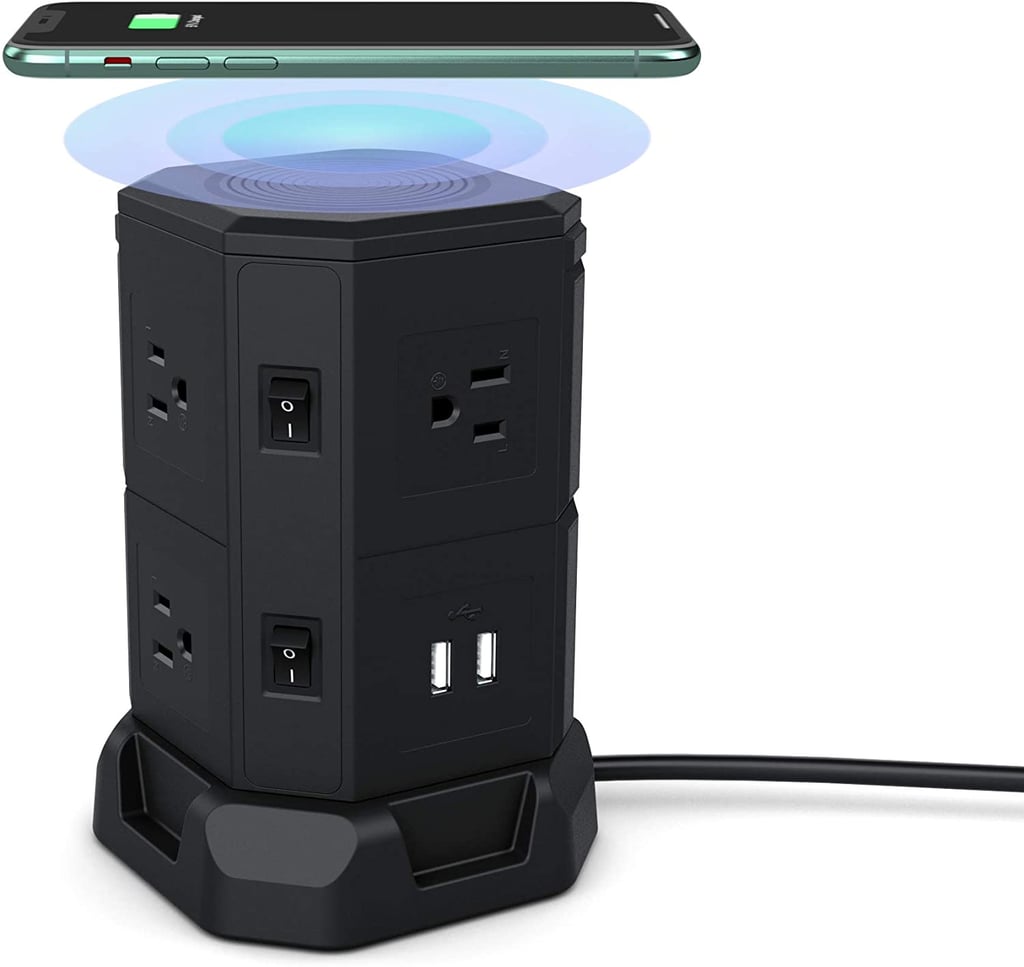 Wireless Charger Tower with 7 AC Plugs and 2 USB Ports