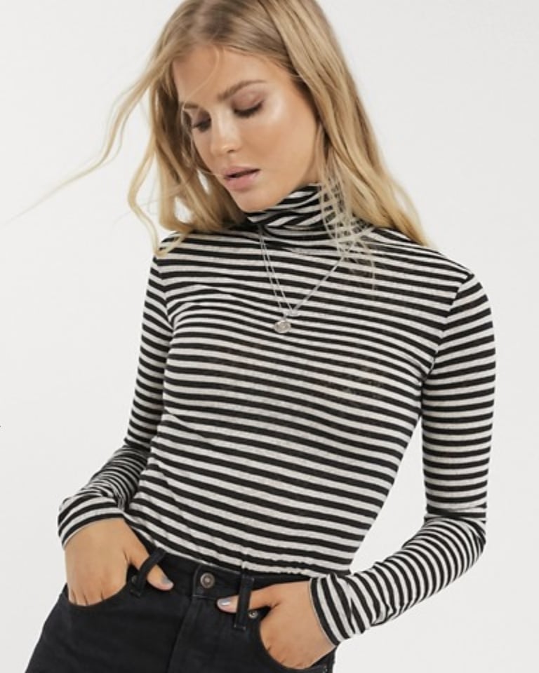 All Saints Exclusive Stripe Roll Neck Top