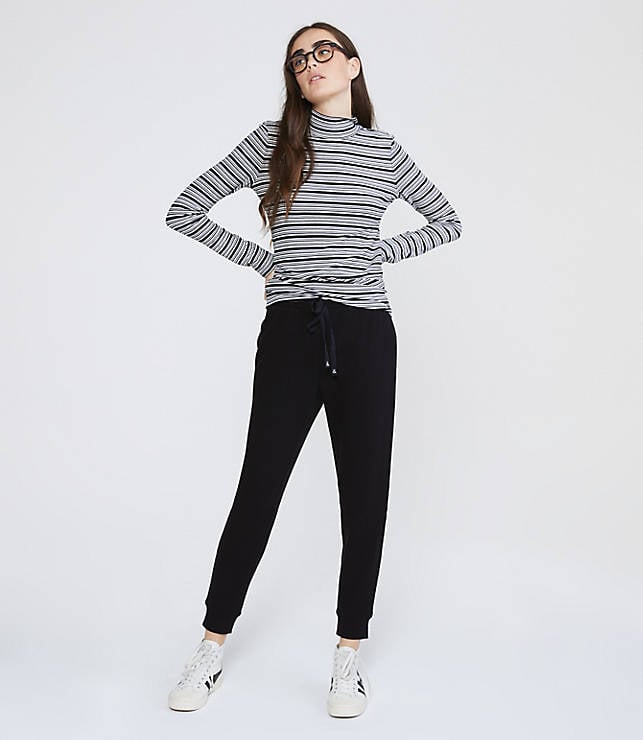 Lou & Grey Stripe Ribbed Turtleneck Top