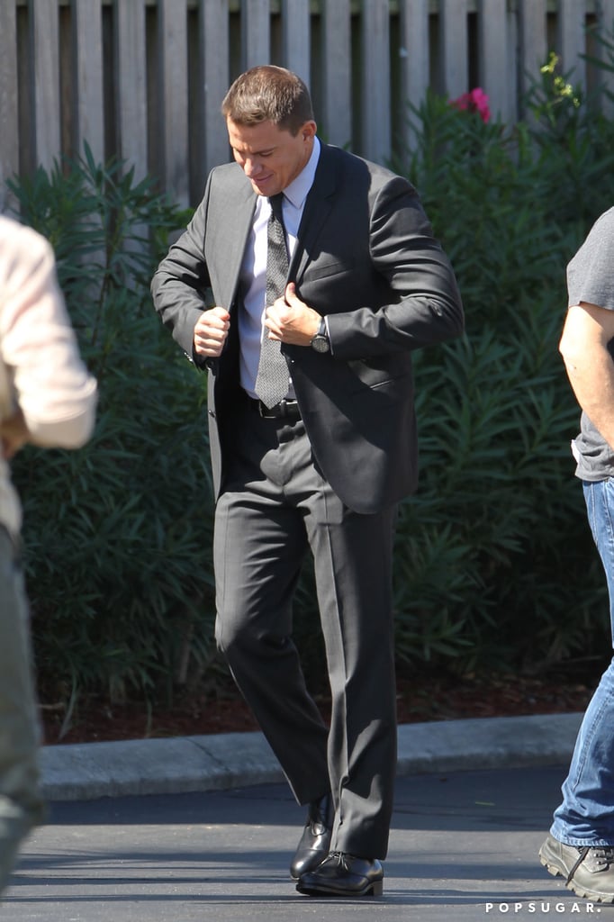 Tatum suited up for a scene — a business dealing or a sexy businessman stripper routine?