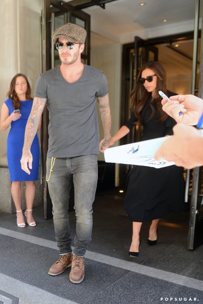 David and Victoria Beckham Leaving Their NYC Hotel