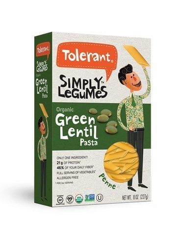 Tolerant Organic Gluten-Free Green Lentil Penne Pasta
