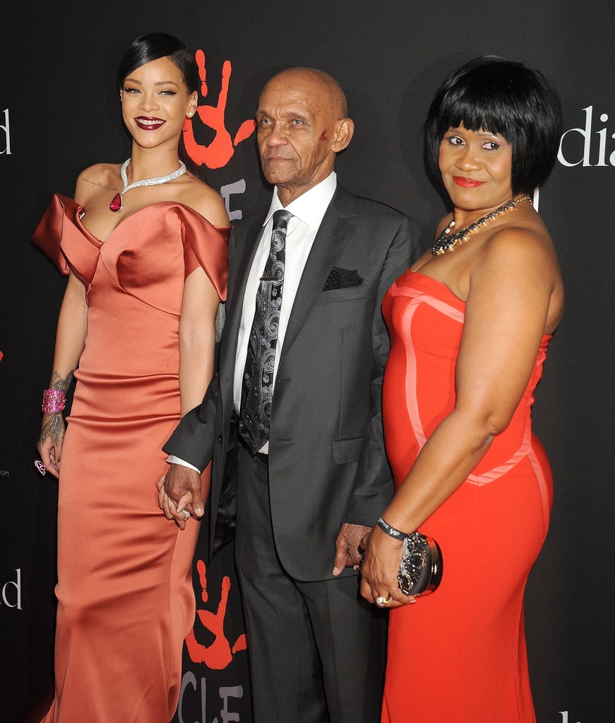 Rihanna posed for photos alongside her grandfather Lionel "Bravo" Braithwaite and her mother, Monica Braithwaite.