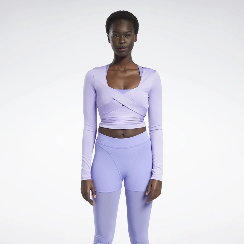 Reebok Cardi B Long Sleeve Crop Top - Purple