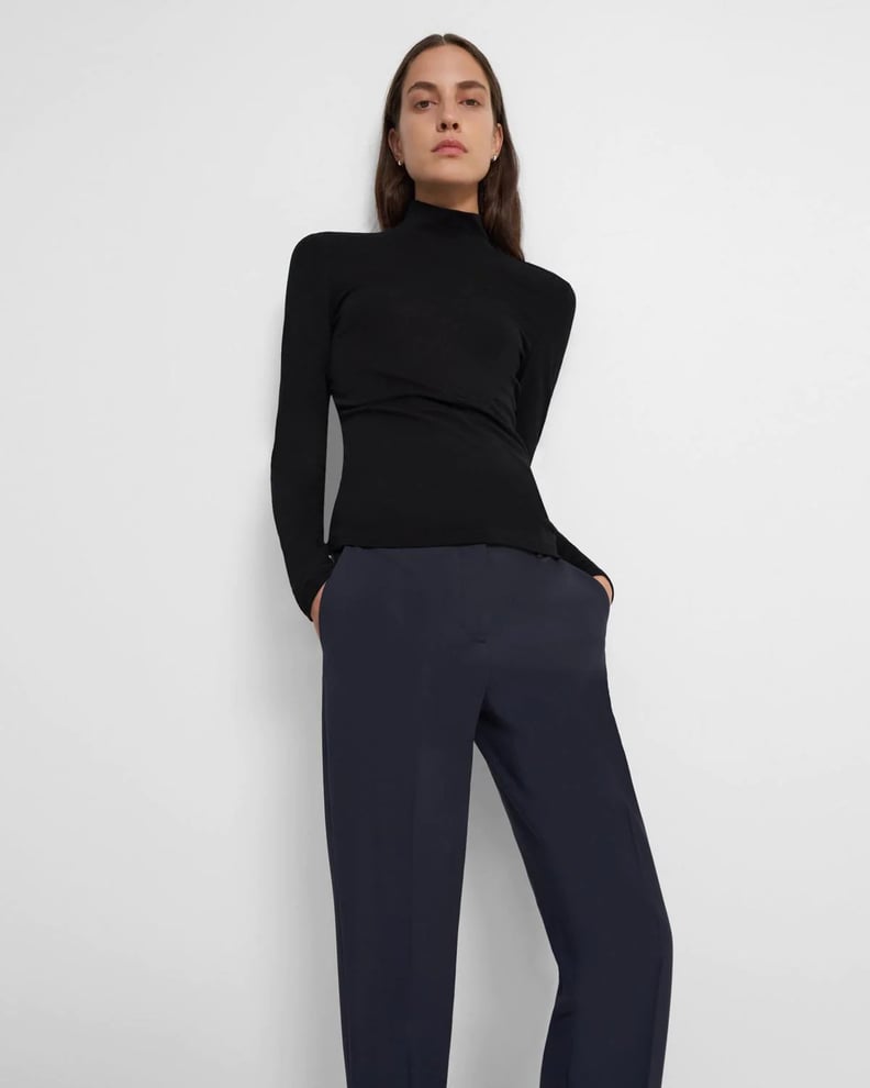 Theory Ribbed Viscose Turtleneck Sweater