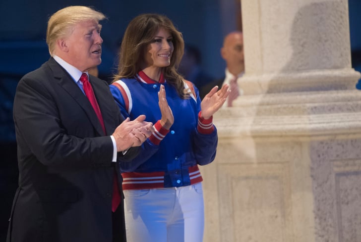 Melania Trump's Red White and Blue Jacket at Super Bowl 2018