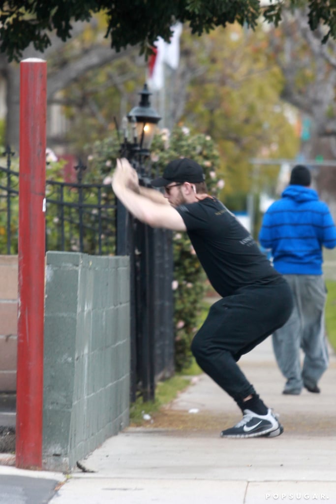 Chris Pratt Laughs After Trying to Jump Over a Wall