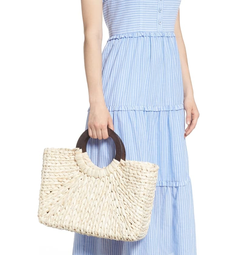 Knotty Straw Top Handle Tote