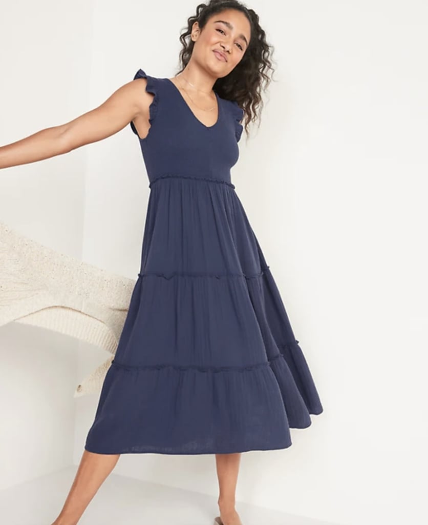 old navy fit and flare maxi dress