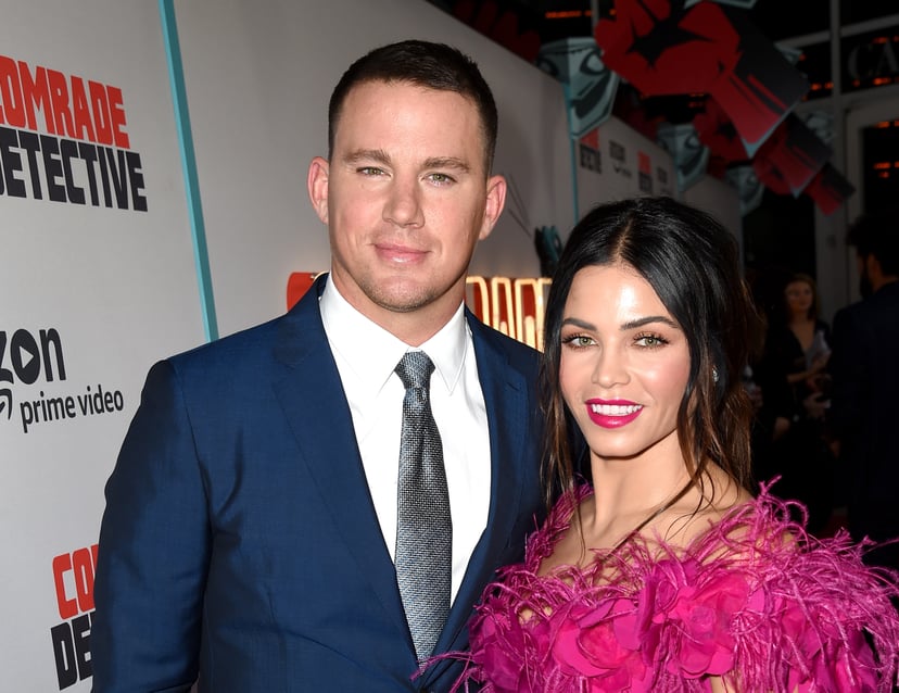LOS ANGELES, CA - AUGUST 03:  Actor Channing Tatum (L) and his wife Jenna Dewan Tatum arrive at the premiere of Amazon's 