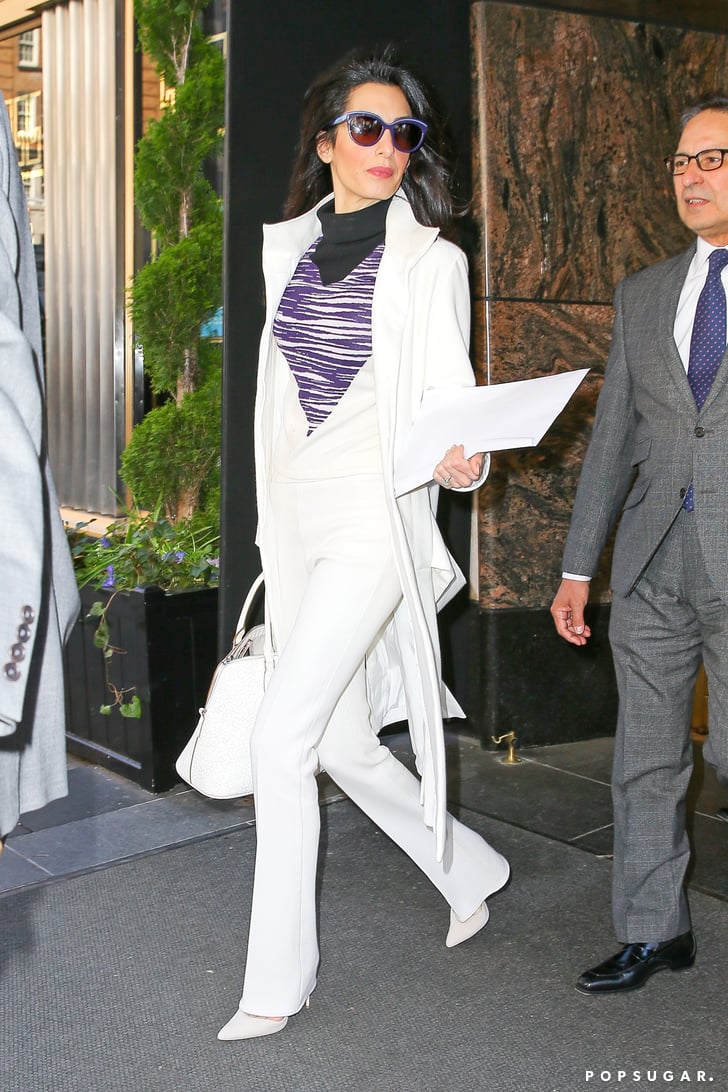 Amal Clooney White Suit April 2016 | POPSUGAR Fashion