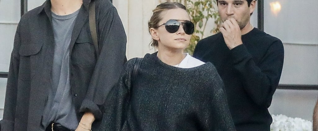 Ashley Olsen Wearing Black Trousers and Slides to the Movies