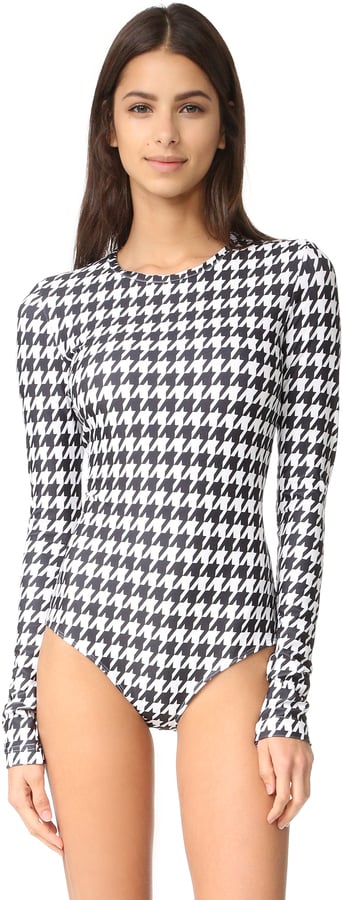 Cover Houndstooth Long Sleeve Swimsuit