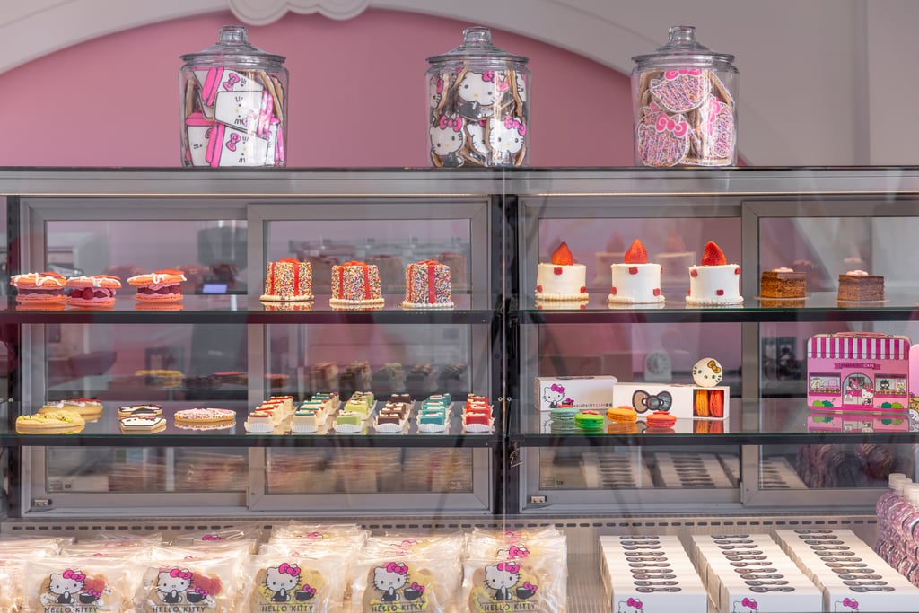 A look at the cafe's cakes, macarons, and cookies.