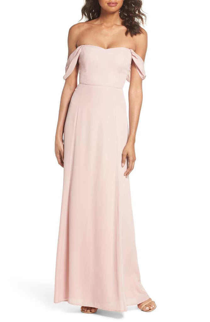 WAYF Rachel Off the Shoulder Gored Maxi Dress