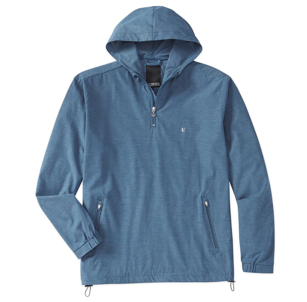 Linksoul Perforated Half-Zip Boardwalker Hoodie in Blue Slate