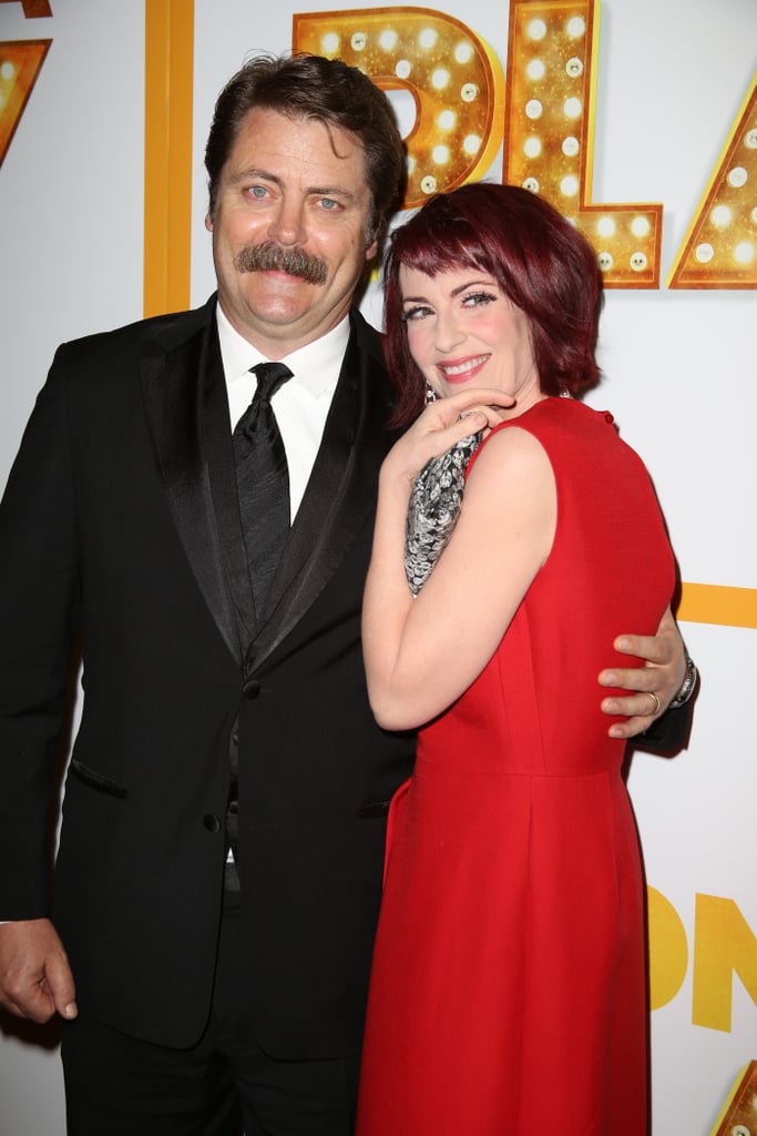Offerman and Mullally met while doing a play together in 2000. They got married in 2003 and have popped up on each other's sitcoms; Offerman guest-starred on Will & Grace during its fourth season and Mullally played Ron Swanson's ex-wife Tammy in nine episodes of Parks and Rec.
